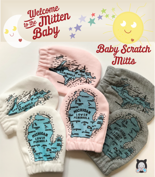 Pink Michigan Mittens Baby Scratch Mitts Blossom