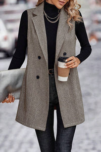 Sleeveless Blazer in Camel