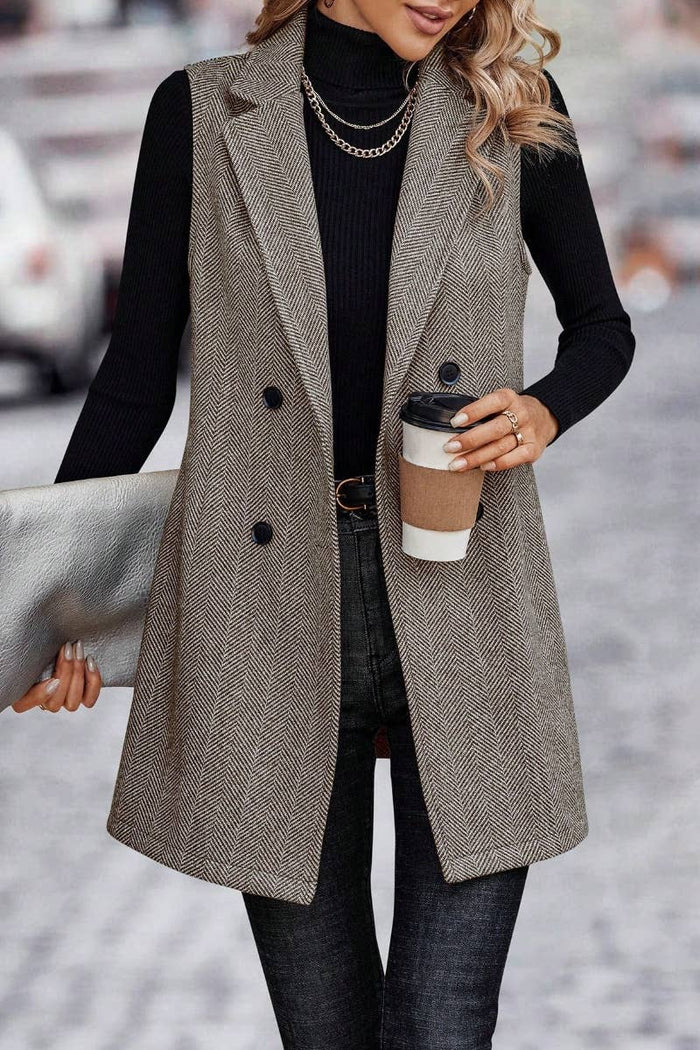 Sleeveless Blazer in Camel