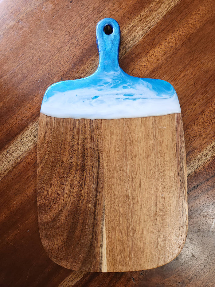 Ocean Waves With Resin Design on Black Walnut Cutting Board