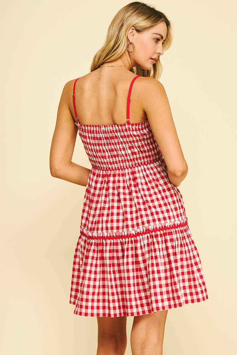 Plaid Mini Dress in Red