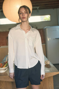 High Waist Pleated White Short
