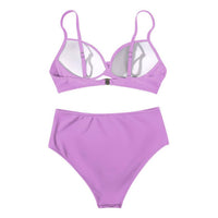 High Waist Bikini Set, Sexy Push Up Swimsuit: lavender