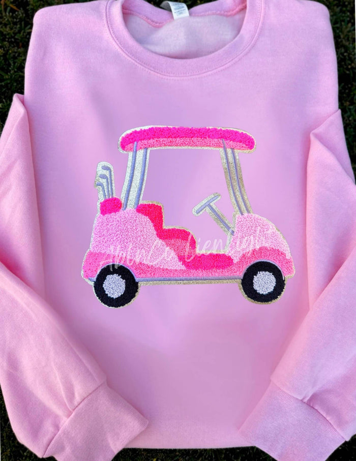 Preppy Golf Cart Crewneck in Pink