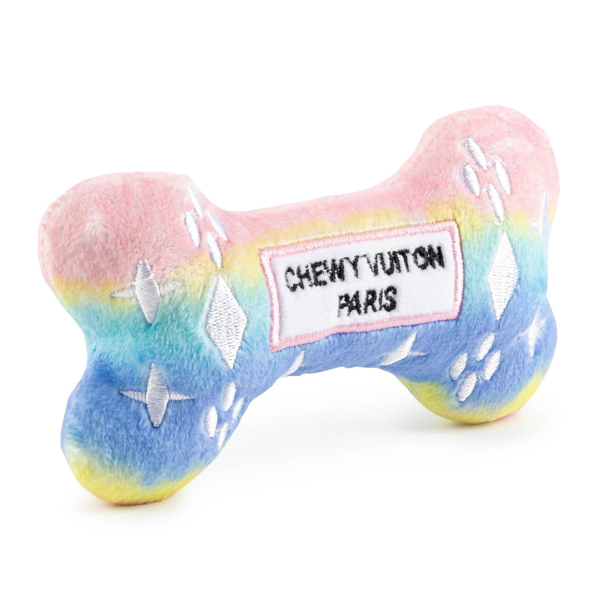 Pink Ombre Chewy Vuiton Bone Squeaker Dog Toy: Large