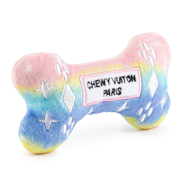 Pink Ombre Chewy Vuiton Bone Squeaker Dog Toy: Large