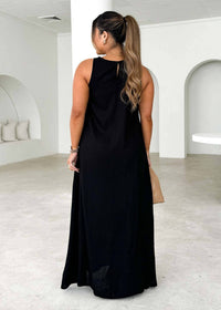 Simple Patchwork Stripe Dress in BlackBerry