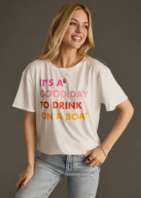 Drink On A Boat Tee in White