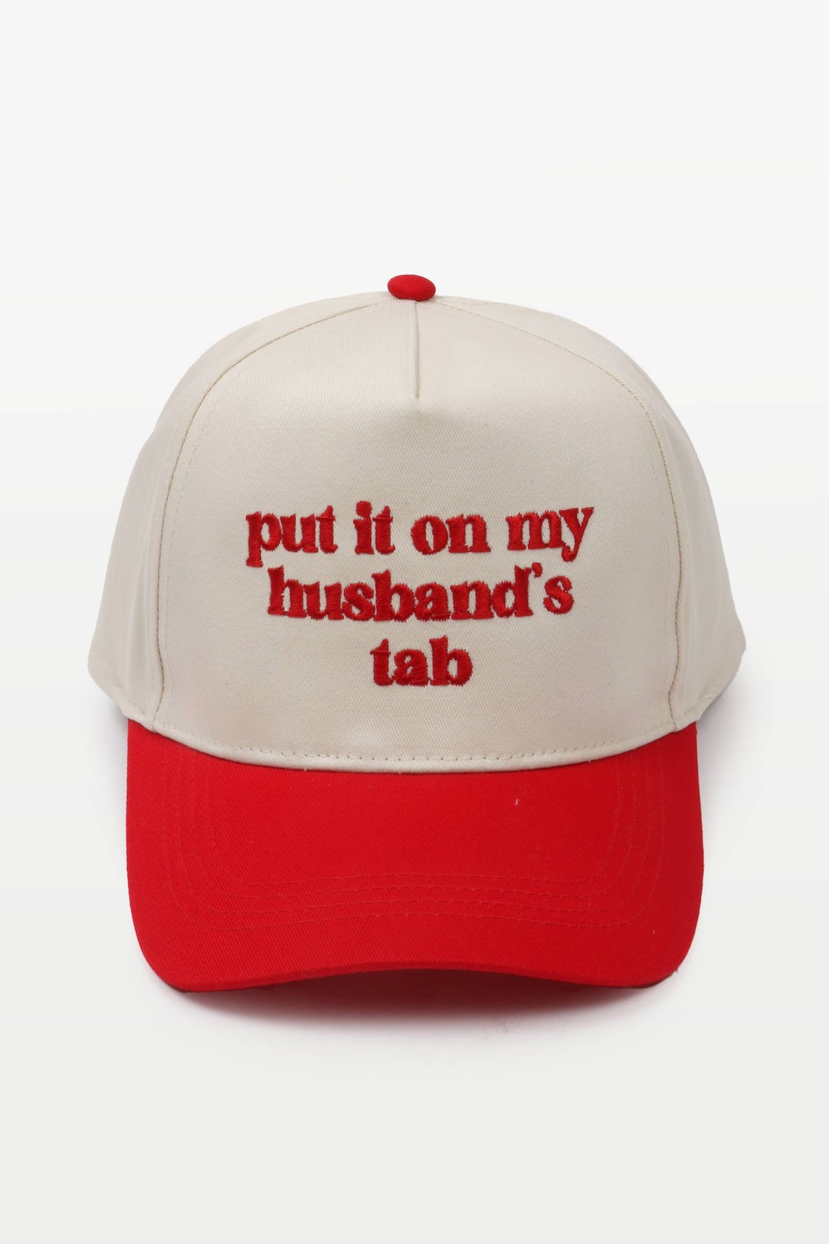 PUT IT ON MY HUSBAND'S TAB Embroidery Baseball Caps: Fuchsia
