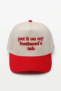 PUT IT ON MY HUSBAND'S TAB Embroidery Baseball Caps: Fuchsia