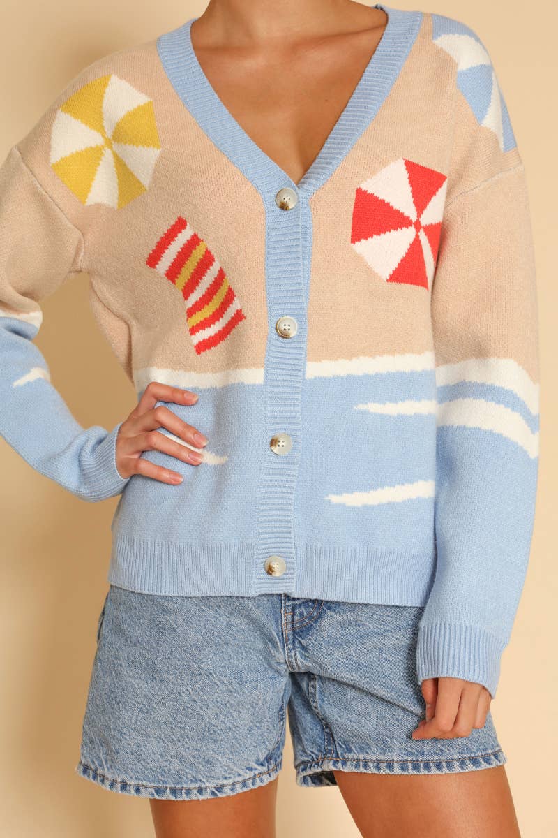 Cardigan With Beach Design