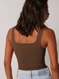 Square Neck Slimming Halter Top in Coffee