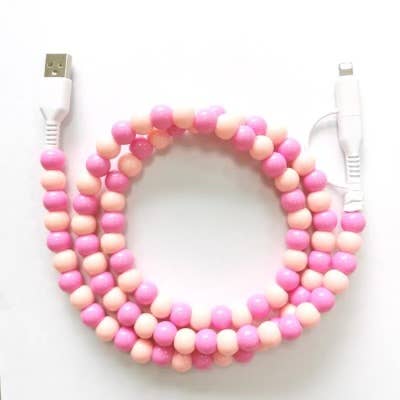 Beaded Phone Charging Cable in Pink