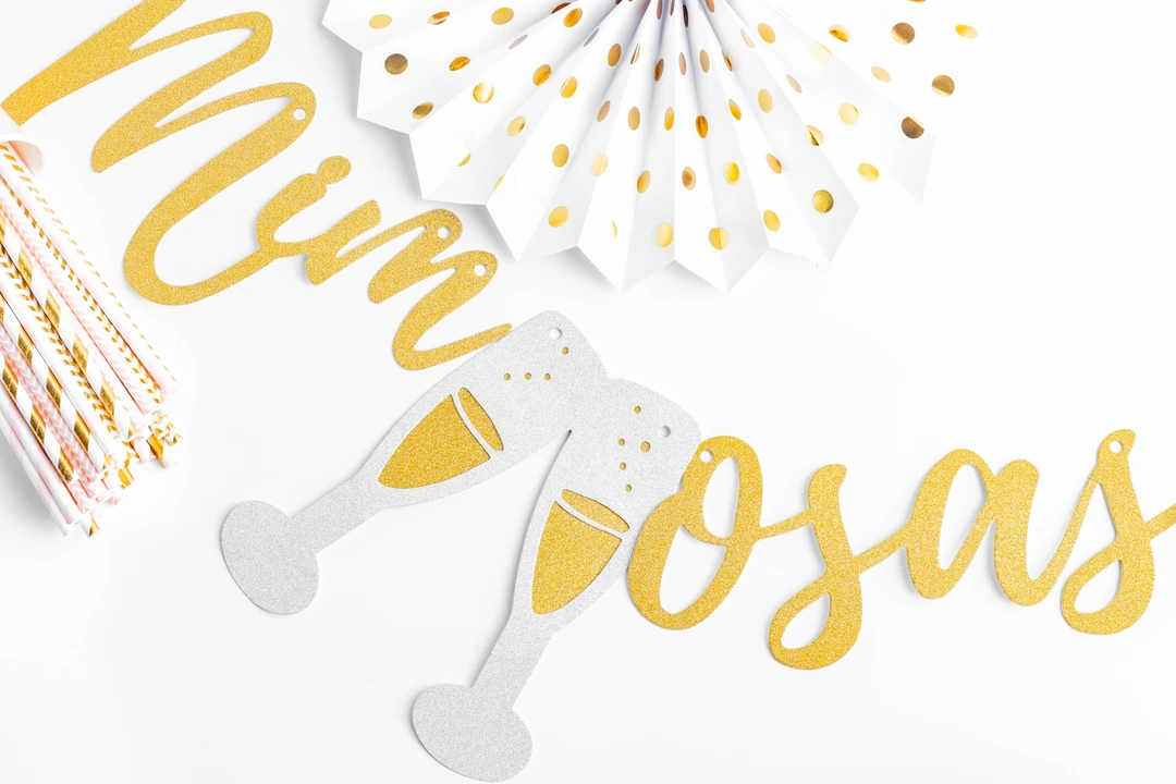 Watercolor Pink Florals & Gold Mimosa Bar Decoration Kit