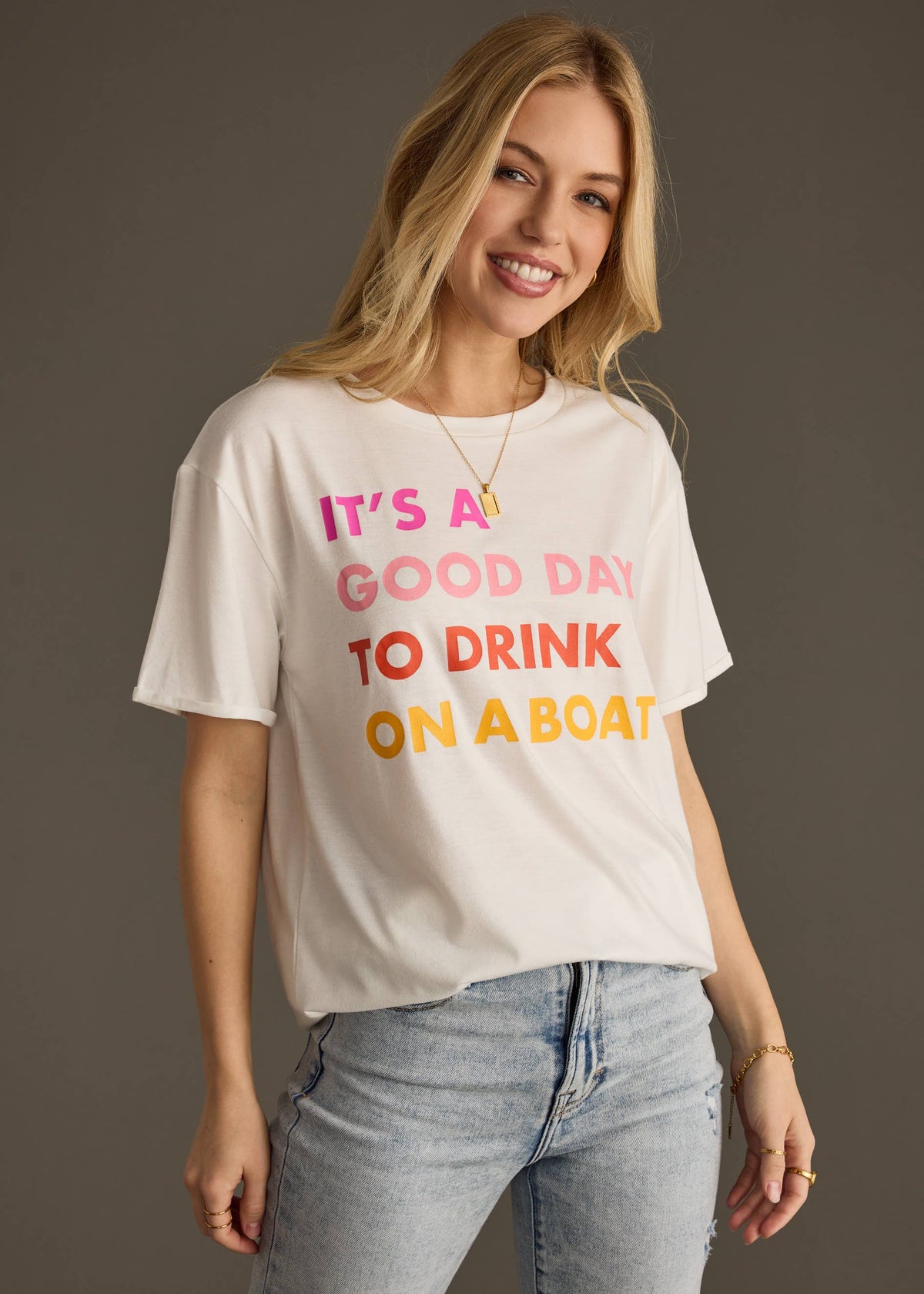 Drink On A Boat Tee in White
