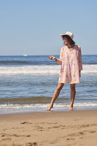 Pintuck Beach Swimsuit Cover-Up in Pink