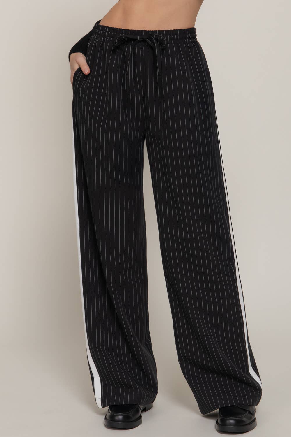 Stripe Long Pants with Drawstring