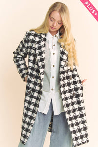 Knit Tweed Double Button Jacket in Black White