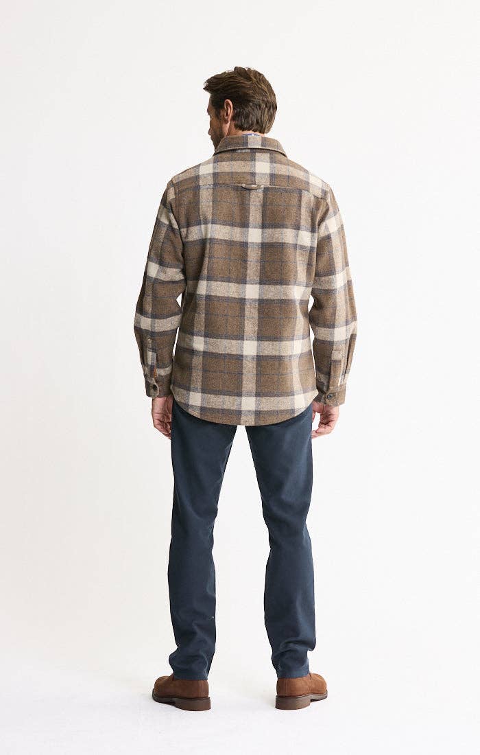 Wool Blend Overshirt in Brown Plaid
