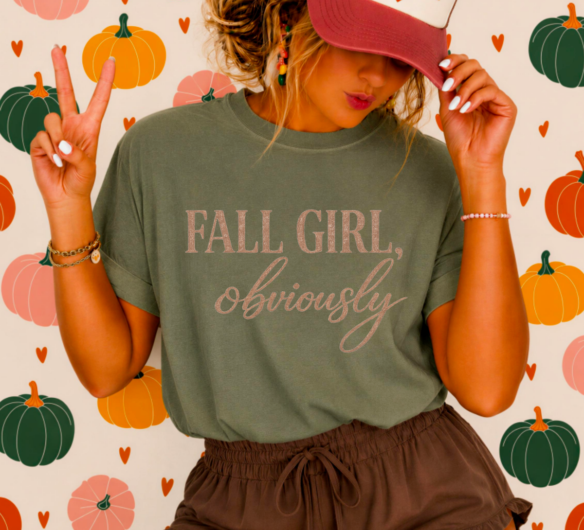 Fall Girl Obviously Graphic Tee Heavyweight Garment Dyed   : L
