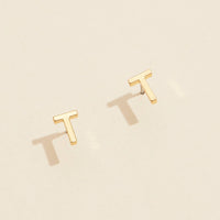 Initial Stud Earrings in Gold