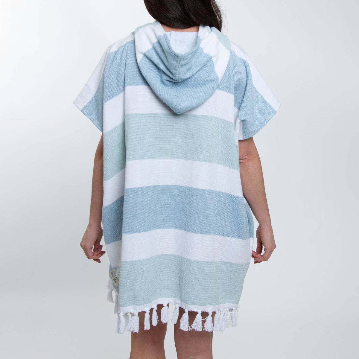 Hooded Poncho Swimsuit Cover Up in Blue