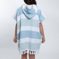 Hooded Poncho Swimsuit Cover Up in Blue