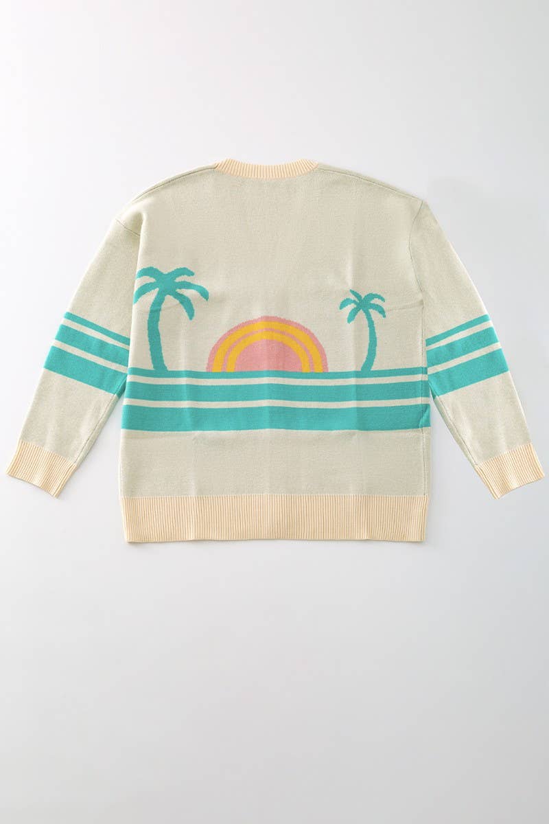 Ocean Sunset Knit Cardigan in Teal