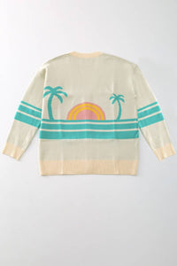 Ocean Sunset Knit Cardigan in Teal