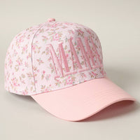 Mama Embroidered Floral Trucker Hat in Pink