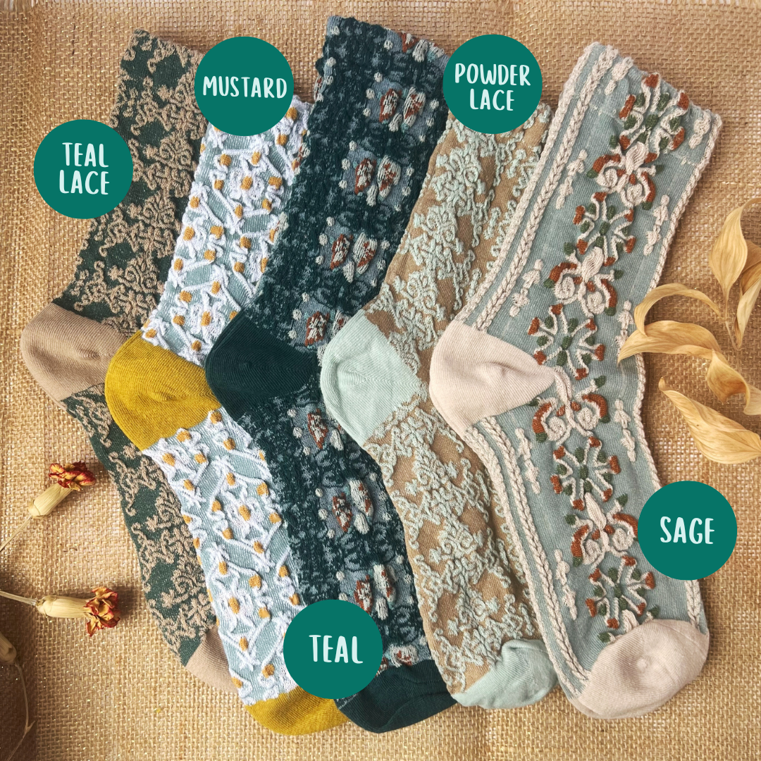 Haden Floral Socks: Sage