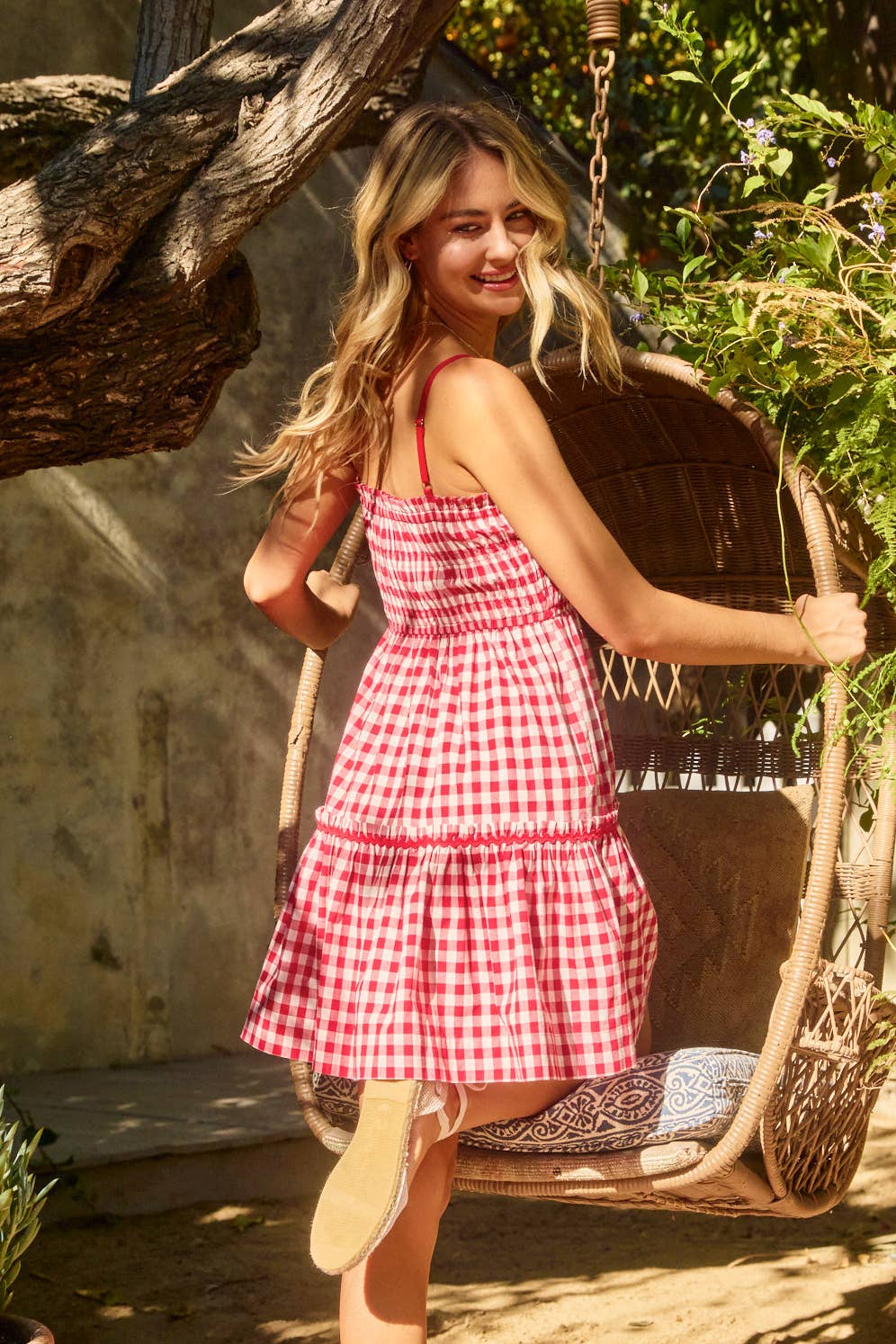 Plaid Mini Dress in Red
