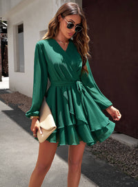 Green Swing Dress with Ruffle