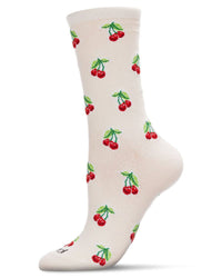 Cherries Bamboo Blend Crew Socks