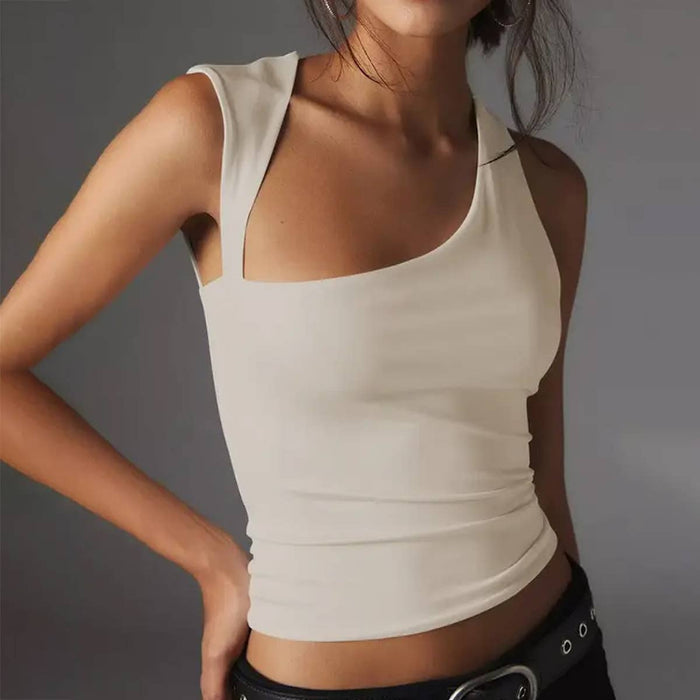 Irregular Solid Tank Top in Apricot