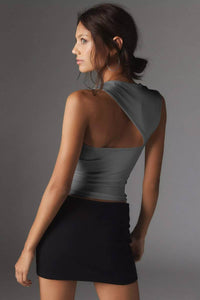 Irregular Solid Tank Top in Dark Grey