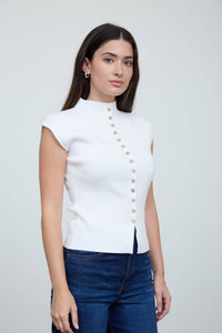 MOCK NECK SEAMLESS SHORT SLEEVE CARDIGAN