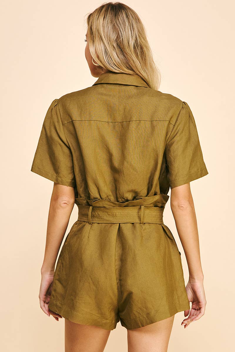Tiered Mini Romper in Toffee