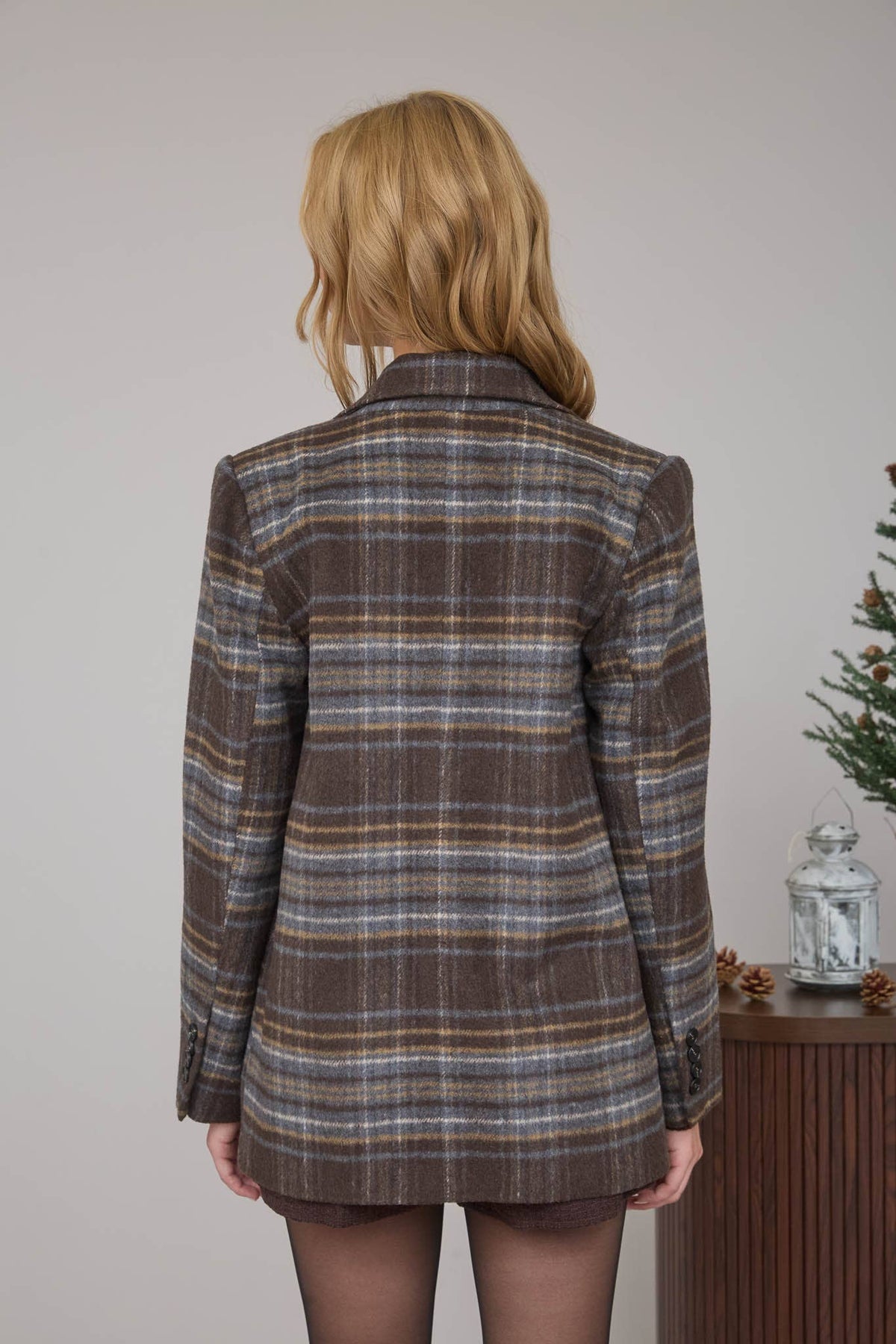 Plaid Notch Collar Jacket