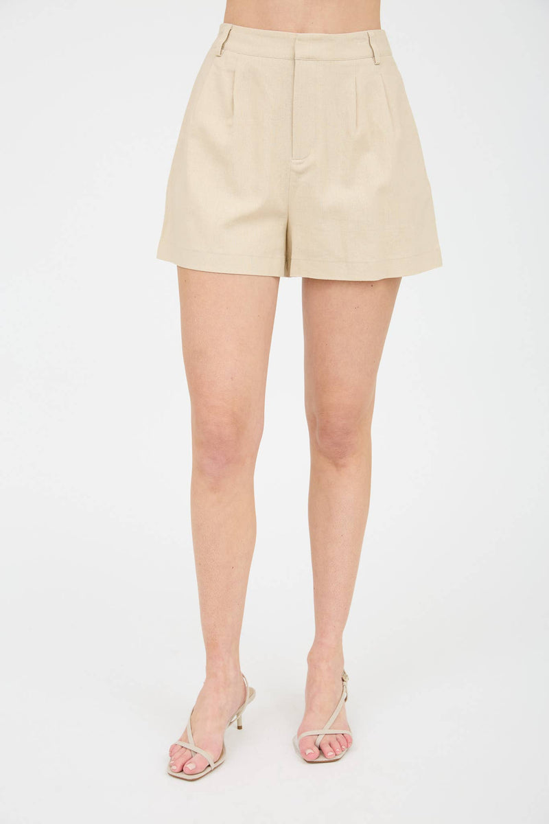 High Waist Pleated White Short