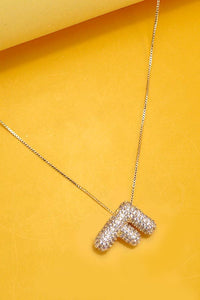 Initial Pavé Bubble Balloon Necklace in Silver