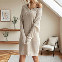 Lace Detail Patchwork Knitted Dress