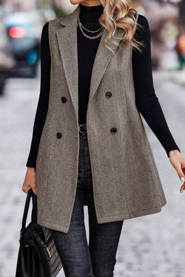 Sleeveless Blazer in Camel