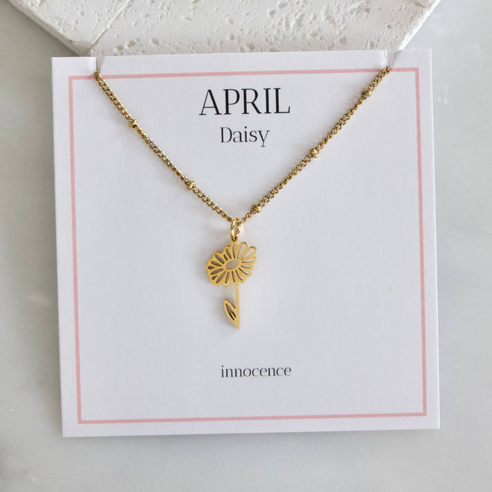 April Birth Flower Necklace: Daisy
