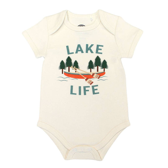Lake Life Cotton Baby Onesie Bodysuit in White