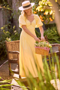 Bubble Short Sleeve Maxi Dress: Butter Yellow / S