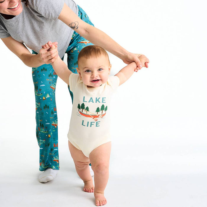 Lake Life Cotton Baby Onesie Bodysuit in White