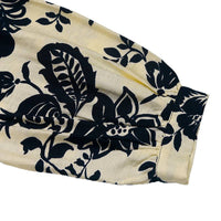 Vintage Printed Standing Collar Shirt in Navy Blue & White