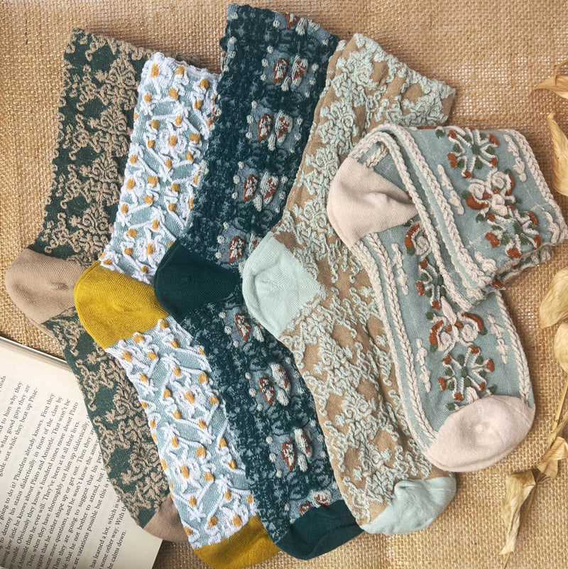 Haden Floral Socks: Sage