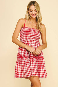 Plaid Mini Dress in Red